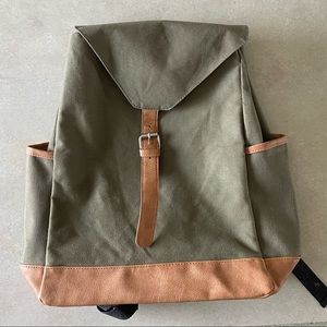 Olive and leather backpack